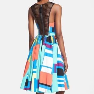 Tracy Reese’ color block dress with mesh detail, and fill skirt Sz.2